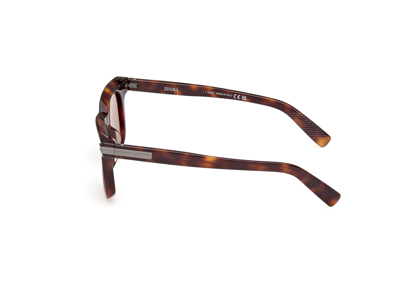 Das Bild zeigt die Bügel der Zegna Sonnenbrille 0248 in dunkel havanna.